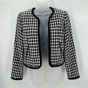 3/$15 LARRY LEVINE Houndstooth Jacket S Women’s Black White Lined Career-flaws